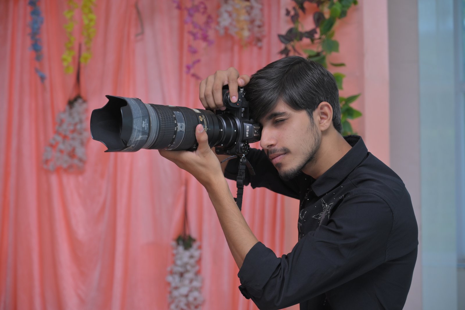 Behind lens